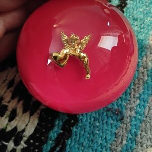 Decorative Sphere with Gold Angel Accent